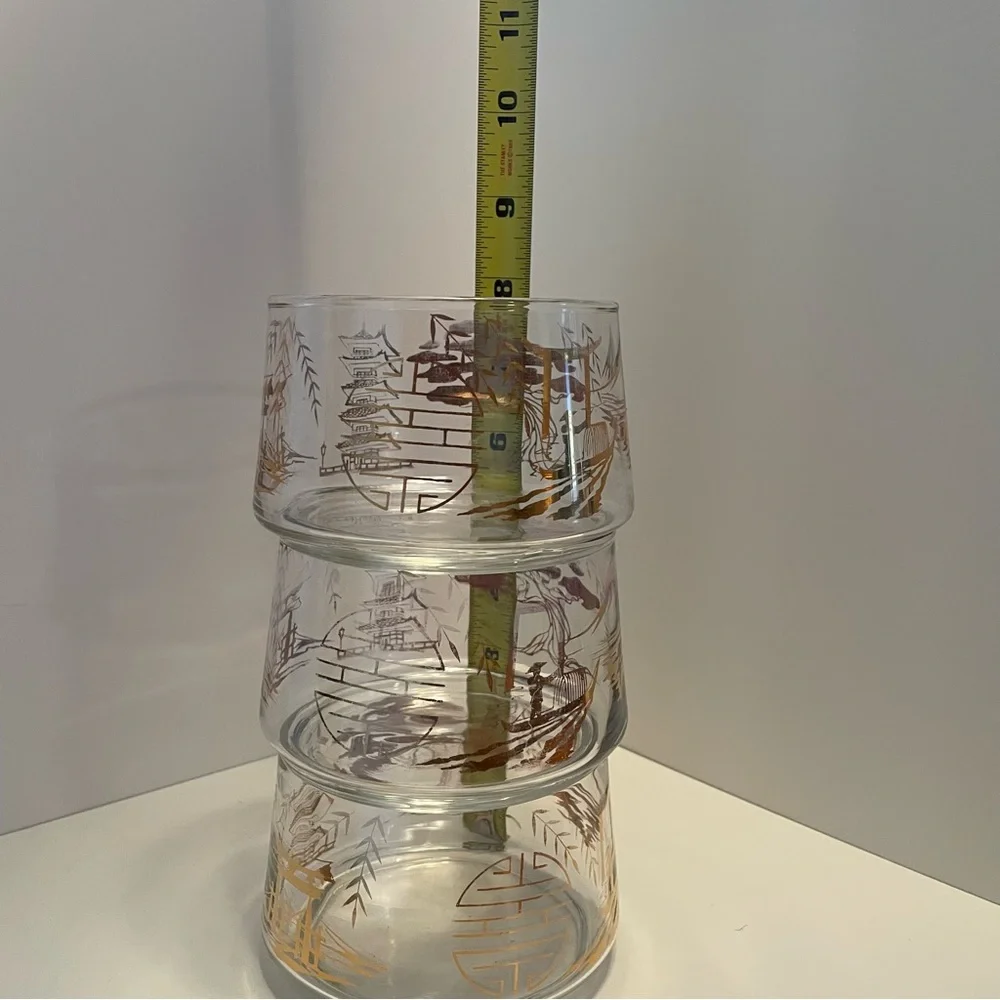 MCM Bartlett Collins Pagoda Glass‎ Stack Set Missing Lid